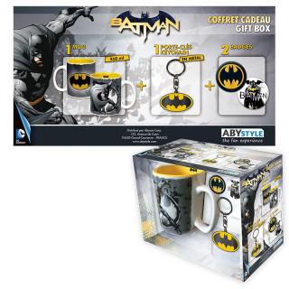 DC COMICS - skodelica Pck + obeski za ključe + značke "Batman" Merch