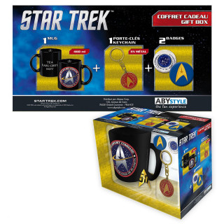 STAR TREK - Skodelica + obeski za ključe + značke "STARFLEET" Merch