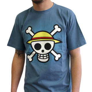 ONE PIECE - T-shirt "Skull with map" kamnito modra - osnovna (XL) Merch