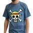 ONE PIECE - T-shirt "Skull with map" kamnito modra - osnovna (XL) thumbnail