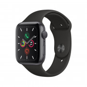 Apple Watch Series GPS, 44 mm vesoljsko sivo aluminijasto ohišje s črnim športnim pasom S/MM/L 