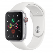 Apple Watch Series 44 mm GPS srebrno aluminijasto ohišje Bel športni pas 