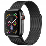 Apple Watch Series 44 mm (GPS+Cellular) Space Black iz nerjavečega jekla s črno milansko zanko 