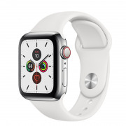 Apple Watch Series 40 mm (GPS+Cellular) iz nerjavečega jekla z belim športnim pasom 