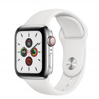 Apple Watch Series 40 mm (GPS+Cellular) iz nerjavečega jekla z belim športnim pasom Mobile