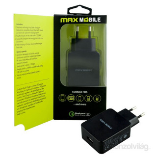 Max Mobile QUALCOMM 3.0 Ultra Fast Black AC Charger polnilec Mobile