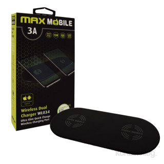 Dvojni hitri brezžični polnilnik Max Mobile WL034 3A 15 W Qi Black Mobile