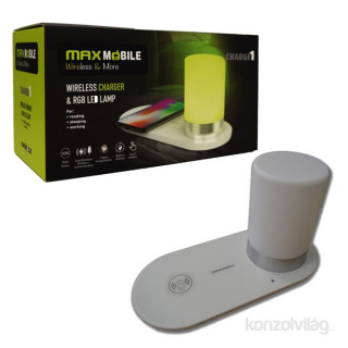 Hitri brezžični polnilnik Max Mobile S2 QC 10 W Qi White in RGB LED lučka Mobile