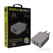 Max Mobile TR-275 QC 3.0 5.4A univerzalni hitri polnilec 2x USB White 