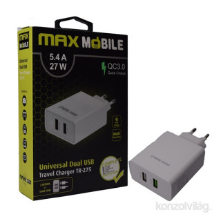 Max Mobile TR-275 QC 3.0 5.4A univerzalni hitri polnilec 2x USB White Mobile