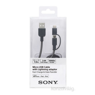 Sony CP-ABLP150H Lightning microUSB v USB kablu 1,5 m siva Mobile