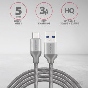 AXAGON USB-C USB-A 3.2 Gen kabel 0,5m siv 