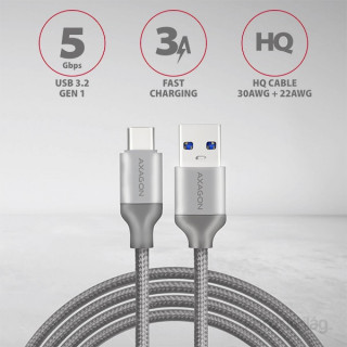 AXAGON USB-C USB-A 3.2 Gen kabel 0,5m siv Mobile