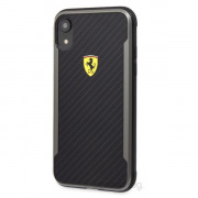 Črn ovitek Ferrari SF Racing Shield za iPhone XR s potiskanim karbonskim učinkom 