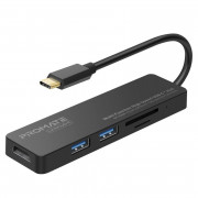 Promate LinkHub-C USB 3.2 Gen 1 (3.1 Gen 1) Type-C Črna 