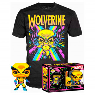 Funko Pop! X-Men: Wolverine Vinyl Figure (Blacklight) Tee Box & T-Shirt M Set Merch