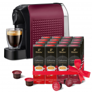 TCHIBO Cafissimo Easy Dark Red kavni avtomat + Espresso Elegant Aroma + Espresso Intense Aroma kapsula 2x (8x10) kosov 