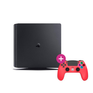 PlayStation 4 (PS4) Slim 500 GB (rabljeno) + Freaks and Geeks - Brezžični krmilnik - Rdeča (140142) PS4