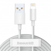 Baseus Simple Wisdom USB-A - Lightning kabel 2 kosa 1,5 m bele barve (TZCALZJ-02) 