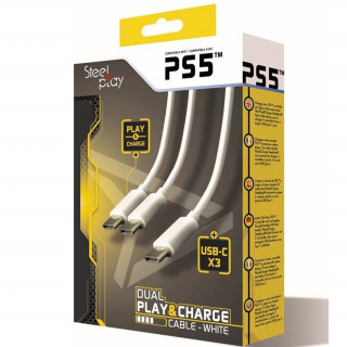 Steelplay Dual Play & Charge kabel za krmilnik PS5 - bel PS5