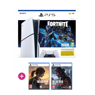 PlayStation 5 (Slim) Fortnite Cobalt Star paket + The Last of Us Part I + The Last of Us Part II PS5