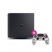 PlayStation 4 (PS4) Slim 500 GB (rabljeno) + Freaks and Geeks - Brezžični krmilnik - Bela kamuflažna (140142C) 