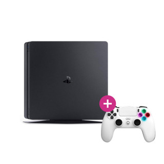 PlayStation 4 (PS4) Slim 500 GB (rabljeno) + Freaks and Geeks - brezžični krmilnik - bel (140142B) PS4