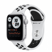 Apple Watch Nike SE GPS, 40 mm srebrno aluminijasto ohišje s čisto platino/črno Nik 