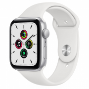 Apple Watch SE GPS, 44 mm srebrno aluminijasto ohišje z belim športnim pasom Regular 