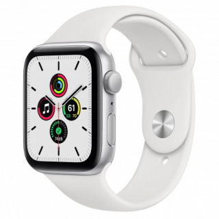 Apple Watch SE GPS, 44 mm srebrno aluminijasto ohišje z belim športnim pasom Regular Mobile