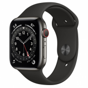 Apple Watch S6 GPS Cellular, 44 mm grafitno ohišje iz nerjavečega jekla s črnim sponom 