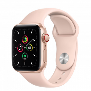 Apple Watch SE GPS Cellular, 40 mm zlato aluminijasto ohišje z Pink Sand Sport Ban Mobile