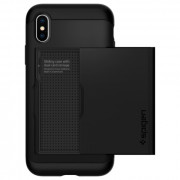 Zadnji ovitek Spigen Slim Armor CS, iPhone XS, črna 