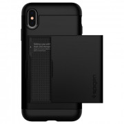 Zadnji pokrov Spigen Slim Armor CS, iPhone XS Max, črn 