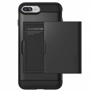 Zadnji ovitek Spigen Slim Armor CS, iPhone 8/7+, črn Mobile