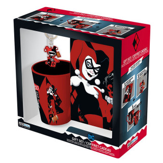 DC COMICS - Pck Mug 340ml + obesek za ključePVC + zvezek "Harley Quinn" Merch