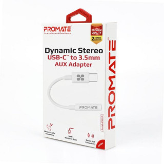 Promate AUXLink-C avdio kabel 0,12 m 3.5mm USB Bela PC