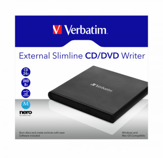 Verbatim External Slimline CD/DVD Writer optični diskovni pogon DVD±RW Črna PC