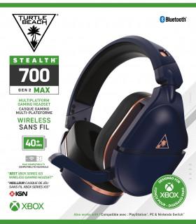 Turtle Beach Stealth 700 Gen 2 Max Slušalke z mikrofonom Brezžična Naglavni trak Igranje iger Bluetooth Zlato, Temnomodra PC