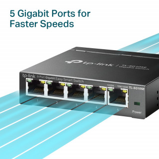 TP-Link TL-SG105E mrežno stikalo Upravljano L2 Gigabit Ethernet (10/100/1000) Črna PC