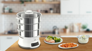 Tefal VC502D10 Convenient Series Deluxe XL beli parni kuhalnik iz nerjavečega jekla Dom