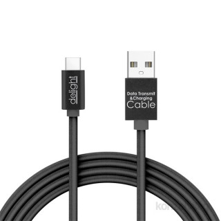 Podatkovni kabel Delight Black USB Type-C z LED lučko 1 m Mobile