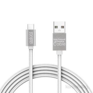 Delight srebrn USB Type-C podatkovni kabel z LED lučko 1 m Mobile