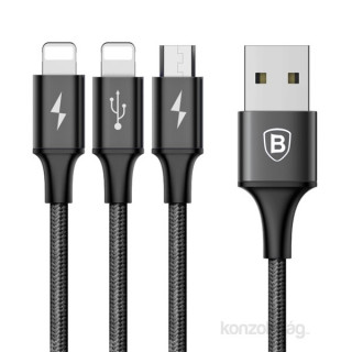 Baseus Rapid Series 3-v-1 USB kabel (Lightning+Lightning+MicroUSB) 1,2m črn Mobile