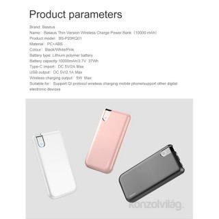 Baseus Thin 10000 mAh Wireless White powerbank Mobile