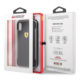 Črn ovitek Ferrari SF Racing Shield za iPhone XR s potiskanim karbonskim učinkom Mobile