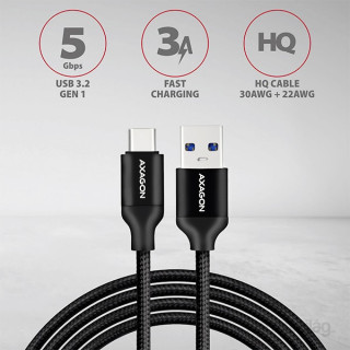 AXAGON USB-C USB-A 3.2 Gen kabel 1m črn Mobile