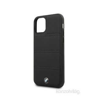 Črna usnjena torbica BMW iPhone 11 Pro Max z vodoravnimi črtami Mobile